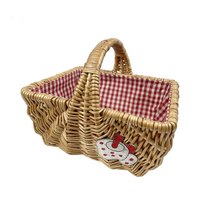 Panier cadeau de noël de vacances moderne personnalisé de haute qualité nouveau rectangle de mode joli petit panier de bébé en osier avec poignée