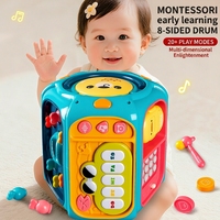 Jouets multifonctionnels d'éveil pour bébés : volant de pêche simulé, téléphone, piano, tambour à frapper