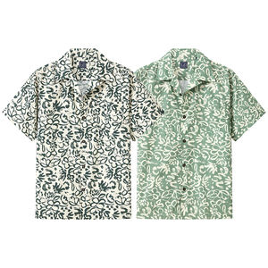 Vente en gros de chemise hawaïenne décontractée en coton pour hommes respirante et confortable style popeline à manches courtes pour l'automne - Product Image 1