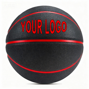 Ballon de <span class=keywords><strong>basket</strong></span> en cuir personnalisé, tailles 7, 6, 5, 3, 2, 1, lignes rouges, <span class=keywords><strong>noir</strong></span> - Product Image 1