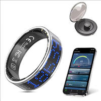 Anillo Inteligente de Cuero Genuino Transfronterizo K80 con Pantalla, Contador, Control Táctil, Pasador de Páginas, Monitor de Sueño, Frecuencia Cardíaca y Oxígeno en Sangre para la Salud