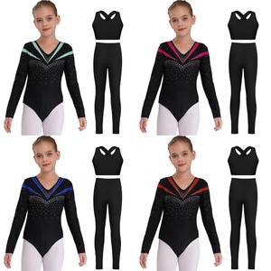 Justaucorps de gymnastique pour filles de 6 à 16 ans, tenue de danse, tenue de patinage artistique, justaucorps avec veste et legging pour costume de danse lyrique - Product Image 1