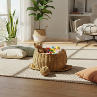 Panier de rangement en rotin plastique en forme d'animal avec couvercle, étagère décorative, panier de décoration peint à la main, panier cadeau