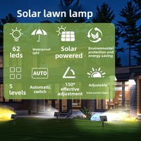 Lampe murale solaire extérieure ultra-lumineuse à 62 LED, étanche, pour cour, jardin, zone scénique, avec détecteur de mouvement intelligent