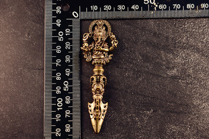 Juego de Vajra y <span class=keywords><strong>Kila</strong></span> Tibetanos de Latón Macizo - Objeto Budista Grabado con Ganesha para Altar, Colección de Meditación y Santuario en el Hogar - Product Image 2
