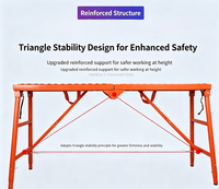 Plateforme de travail pliable avec marchepied, capacité 300 kg, acier Q235 robuste, échafaudage mobile portable, hauteur réglable, pour entrepôt et bricolage
