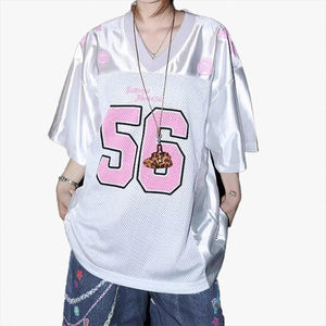 Camiseta de Moda para Mujer, Manga Corta, Holgada, Informal, Deportiva, Vintage, Estilo Hip-Hop, Cuello en V, Estilo Racing - Product Image 4