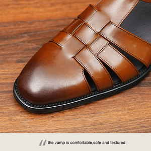 Sandalias de Verano Personalizadas OEM para Hombre, de Piel Vacuna, Estilo Oxford, Cómodas, Transpirables, Antideslizantes, Resistentes a Impactos, Impermeables, con Correa de Hebilla, Suaves - Product Image 2