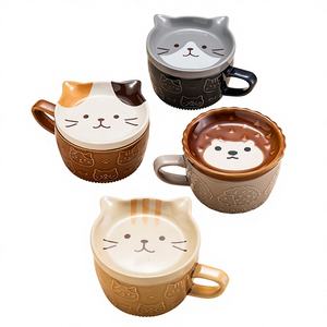 แก้วเซรามิคลายการ์ตูนแมวและหมีน่ารักสไตล์ญี่ปุ่นจากเฉาโจว สำหรับกาแฟและนมตอนเช้า - Product Image 1