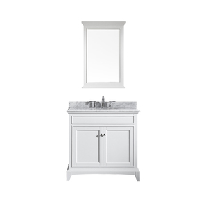 Meuble-lavabo de salle de bain 36 pouces en bois massif et contreplaqué avec vasque en céramique de style transitionnel et tiroirs à fermeture douce, fabriqué au Vietnam - Product Image 1