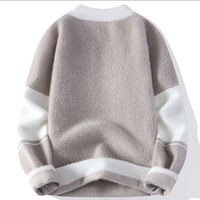 Pull-over en maille pour homme, col rond, manches longues, anti-rides, respirant, anti-rétrécissement, doux et chaud, avec logo personnalisé sur le devant, pour l'automne et l'hiver