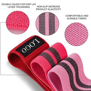 Set <span class=keywords><strong>3</strong></span> gelang <span class=keywords><strong>Loop</strong></span> resistensi pinggul spandeks dengan Logo kustom kain poliester pita Booty untuk latihan - Product Image 3