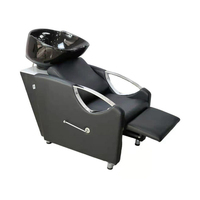 Chaise de lavage de cheveux ergonomique inclinable avec accoudoirs métalliques, station de shampoing commerciale avec bac profond pour salon de beauté