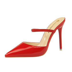 86-7 alla moda semplice tacco sottile con in pelle di alta brevetto bocca poco profonda e testa a punta sexy e sottile con pantofole della signora di - Product Image 6