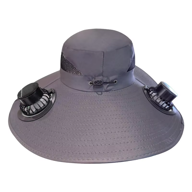 Portable Solar Powered Bucket Hat with Fan-Mini Size Chinlon Material 3W Power for Outdoor Camping & Travel