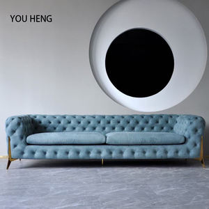 Salon nordique salon canapé 2 places rembourré vert velours Chesterfield canapés sectionnels canapé ensemble de meubles - Product Image 3