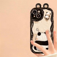Coque de téléphone 3D stéréo en TPU en forme de panda avec double pendentif oreilles pour iPhone 17 Pro Max 16 15 14 Plus 13 12 11 XR – Housse mignonne