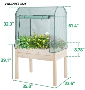 Bac à légumes surélevé en <span class=keywords><strong>bois</strong></span> 2-en-1 avec couverture de serre amovible pour étendre votre surface de culture - Product Image 2