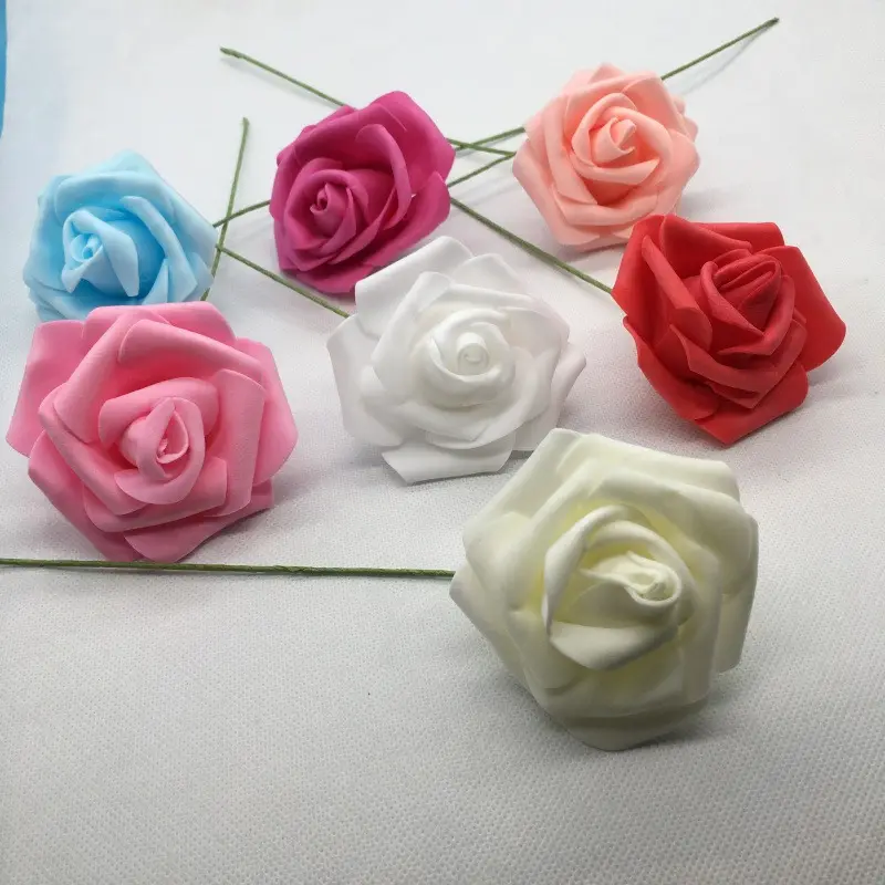Fabrika satış PE güller 7cm köpük yapay çiçekler düğün dekorasyon için
