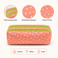 Trousse à crayons Oxford personnalisée Stasun avec double fermeture éclair, grande capacité, double compartiment, sac à crayons en textile pour étudiants, école, bureau