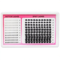 Faux cils DIY en grappe unique 5-20mm, mixtes (supérieur et inférieur), effet chatoyant et pointu, pour maquillage, en fibres douces