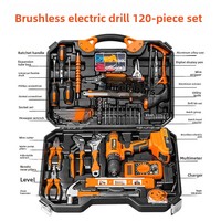 Perceuse électrique sans fil 21V avec logo personnalisé, moteur sans balais, ensemble d'outils de perçage, batterie lithium-ion, multifonctionnelle
