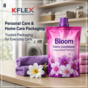 Adoucissant textile Bloom en sachet souple laminé refermable avec fermeture éclair, motif floral violet - Product Image 2