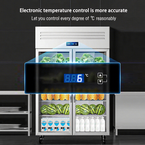 Thiết bị nhà bếp Thương mại công suất lớn Đôi Ba cửa hiển thị đồ uống dọc tủ đông làm mát không khí bằng thép không gỉ - Product Image 5