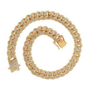 Hip Hop Liga Colar 16 "18" 20 "22" Comprimento Cuban Link Cadeia Colar Completo Diamante de Homens Mão Cadeia Jóias Presente - Product Image 3