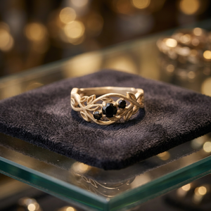 Anillo de Lujo con Incrustaciones de Piedras Naturales y Baño de Oro, Diseño de Hoja Abierta, para Mujer, Regalo de Boda o Cumpleaños - Product Image 3