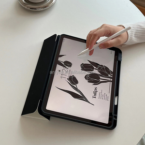 Coque tulipe pour <span class=keywords><strong>iPad</strong></span> <span class=keywords><strong>Pro</strong></span> 13 pouces M4 2024 Air 13 M2 <span class=keywords><strong>Pro</strong></span> 12.9 pouces 6e/5e/4e génération 2022/2021/2020 couverture à trois volets avec porte-crayon - Product Image 3