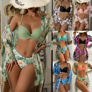 Kadın plaj elbise Bikini mayo plaj Coverup Logo baskılı Bikini seti mayo örtbas