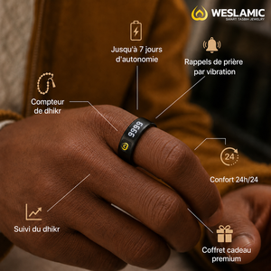 Bague Zikr Haut de Gamme WESLAMIC ITasbih Peace1 - Chapelet Électronique Musulman - Compteur Tasbih Numérique avec Vibration et Application - Product Image 3