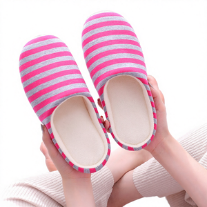 Winter Spring Warm Indoor Cosy Comfy Breathable EVA Outsole Cotton Lining Velvet Striped Thick Sole Silent <b>Slipper</b> for Women Men - Product Image 4