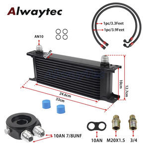 Kit pendingin minyak 13 baris Universal 10AN Filter oli transmisi pendingin mesin Sandwich Adapter Kit Jalur selang kepang nilon - Product Image 4