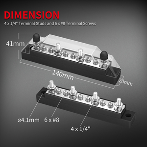 ขั้วต่อบัสบาร์ทองแดงขนาดใหญ่ 150A 12V แบบ 3x1/4”Post,6x # บล็อกจ่ายไฟ 8 ช่อง ได้รับการรับรองมาตรฐาน Rohs & CE สำหรับเรือ ยานยนต์ และพลังงานแสงอาทิตย์ - Product Image 5