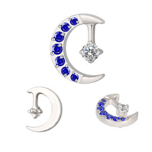 Juego de CNC de titanio G23 para Piercing en el cuerpo Moon CZ Center 16G Labret roscado internamente Helix Earring Zircon Bodas Compromisos - Product Image 4