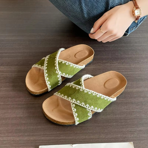 Sandalias de Plataforma con Tiras Cruzadas de Tela Vaquera para Mujer, Verano 2026, Sandalias Planas con Correa Trasera, Estilo Muffin - Product Image 4