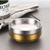 Vente en gros de haute qualité style coréen double paroi en acier inoxydable 304 couleur or métal stockage riz soupe bol Kimchi