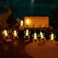 Guirlande lumineuse LED 3M 20 LED à piles, motif squelette, pour Halloween, décoration de festival, lumières de vacances