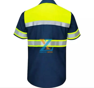 ANSIクラス3 Hi Vis反射半袖ボタンアップ男性用安全作業シャツ道路建設用 - Product Image 2