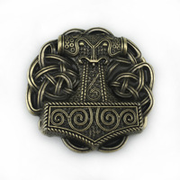 Boucle de ceinture rétro en alliage de zinc plaqué lisse, motif marteau de Thor, style cowboy western musical