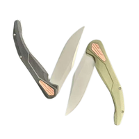 Couteau de poche pliable en acier 8Cr13MoV, lame à pointe tombante, incrustation triangulaire en cuivre, manche G10, mécanisme de verrouillage, EDC, camping, OEM