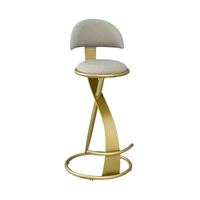 Moderner goldener drehbarer Barhocker mit gepolsterter grauer Samts itz lehne Ergonomisches Design Hochbar stuhl