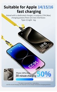 สายชาร์จแบบสปริงหุ้ม TPE 4 in 1 สำหรับสมาร์ทโฟน รองรับ Type-C และ Android ความยาว 1.5 เมตร - Product Image 4