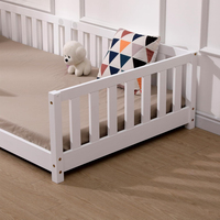 Lit au sol Montessori pour tout-petit avec lattes Lit à cadre solide naturel en bois de pin Design robuste Cadre de lit au sol pour garçons et filles