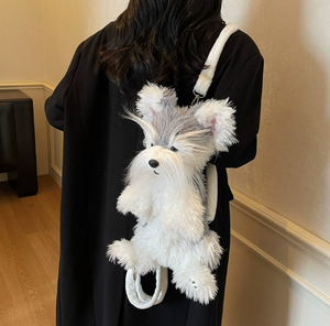 Emulation Schnauzer Plush Backpack Custom Lifelike <strong>Animal</strong> Shaped Backpack Fashion <strong>Bag</strong> for Girl Gift Toy - Product Image 4
