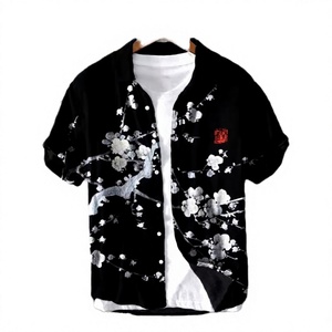 Chemise Hawaïenne Décontractée pour Homme à Manches Courtes en Lin Respirant, Col Rabattu, Motif Floral, Luxe Léger, en Tissu Crocheté Anti-Transpiration - Product Image 3
