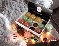 Boules de Noël de Luxe de Haute Qualité pour Décorations de Maison, Ensemble de 12 Pendentifs LED Peints en PET de 8 cm, Semi-faits à la Main