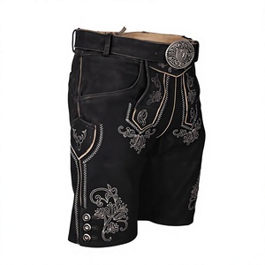 Pantalones Cortos de Cuero Bávaro Unisex, Cintura Alta Elástica, Transpirables, de Gamuza de Cabra Genuina, con Botón Frontal - Product Image 2